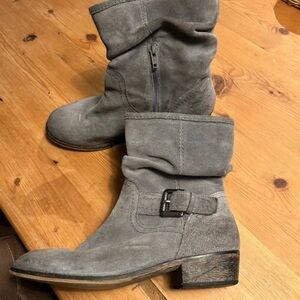 Next Gray Suede Heeled Boots